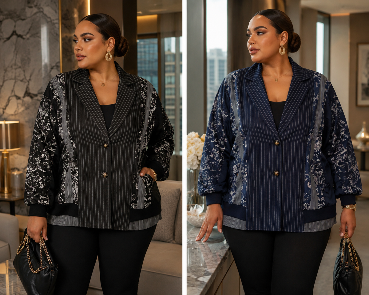 Embroidered Open-Front Jacket with Pocket Details