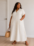 Printed Short Sleeve Shirt Dress