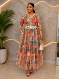 Floral Print Belted Shirt Maxi Dress
