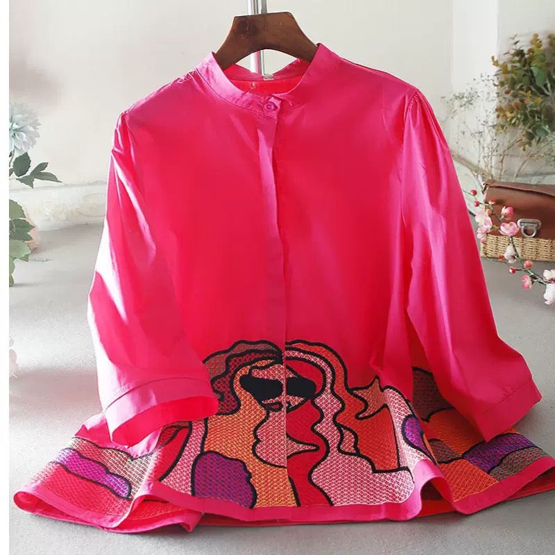 Women’s Abstract Graphic Peplum Blouse