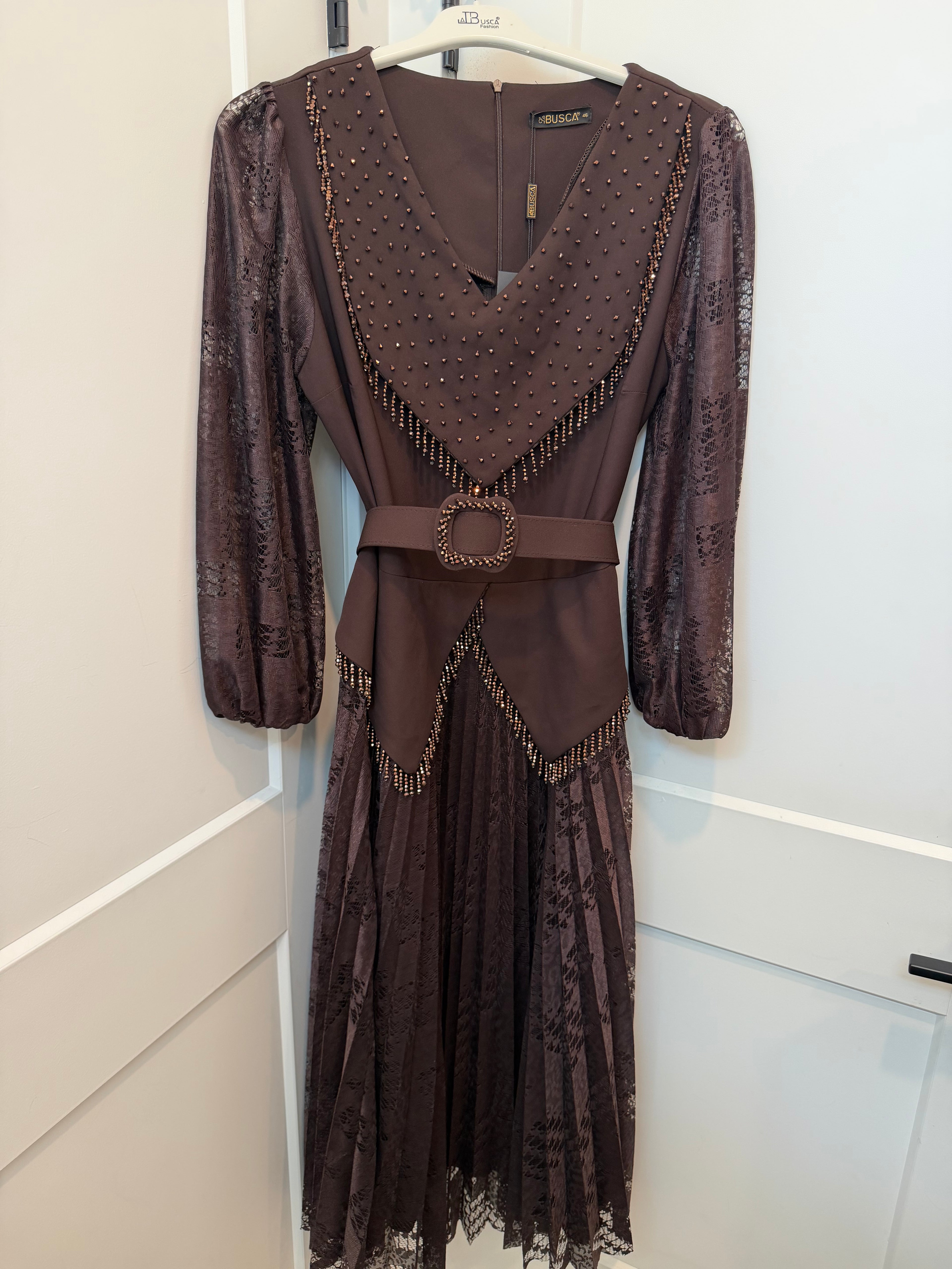 The LAYLA FRINGE PLEATED MIDI DRESS