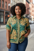 Women’s Royal Baroque & Print Button-Down Shirt