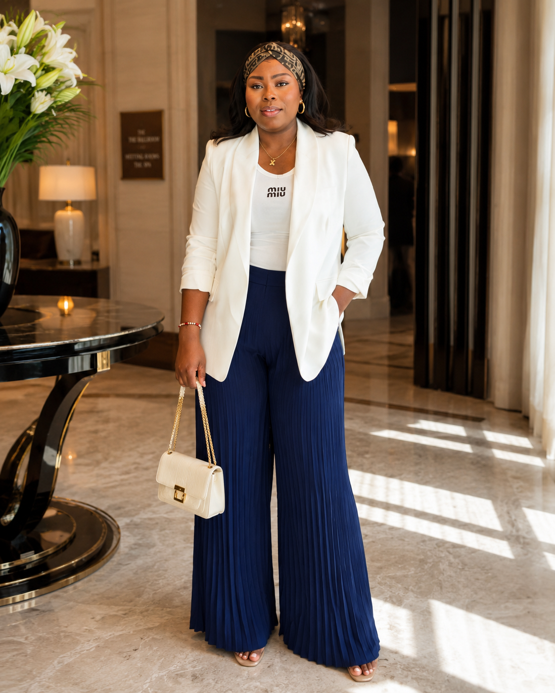 Elegance Ruched-Sleeve Open-Front Tailored Blazer