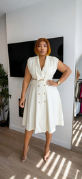 THE FLORENCE BUTTON FRONT MIDI DRESS