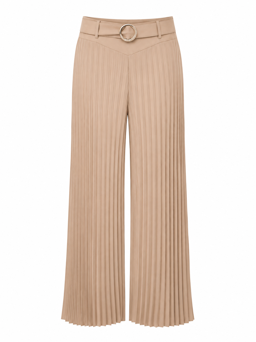 High-Waisted PlissÃ© Pleated Wide-Leg Trousers