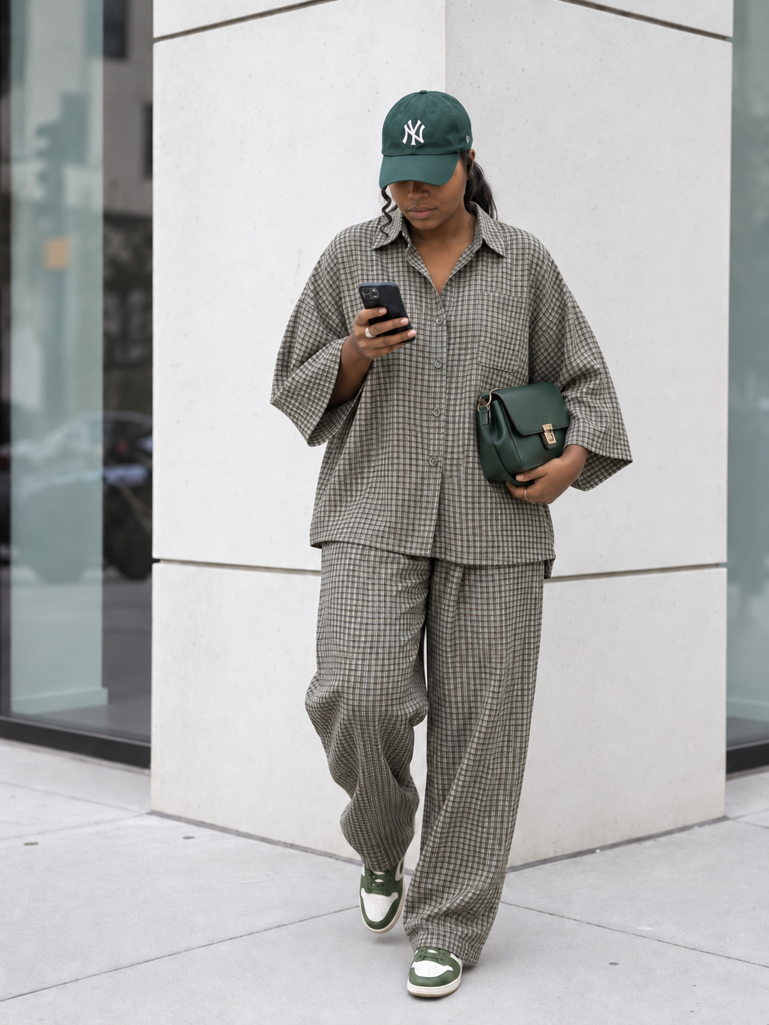 Oversized Short-Sleeve Button-Down and Wide-Leg Pants Set