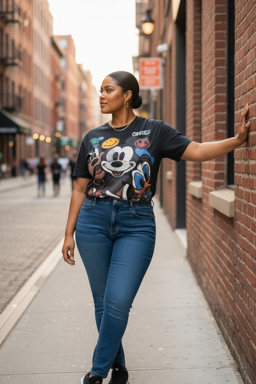 Vintage Character Collage Graphic Tee