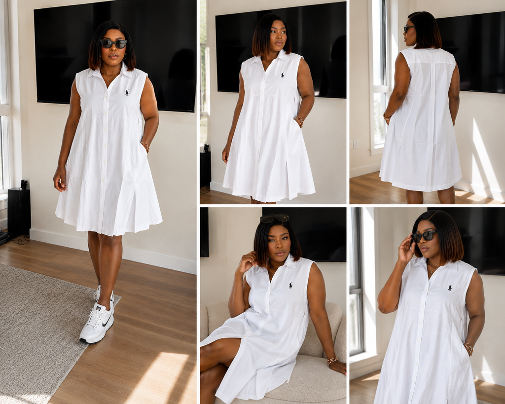 Sleeveless Pleated Mini Shirt Dress