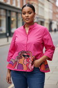 Women’s Abstract Graphic Peplum Blouse