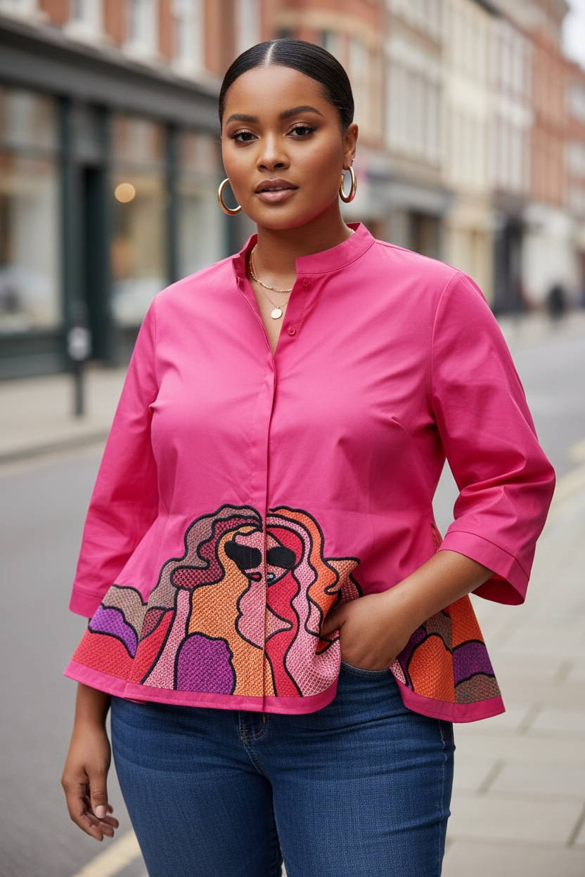 Women’s Abstract Graphic Peplum Blouse