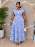 Best Seller: Elegant Striped Button-Down Belted Maxi Dress (PREORDER ONLY FOR THIS ITEM)
