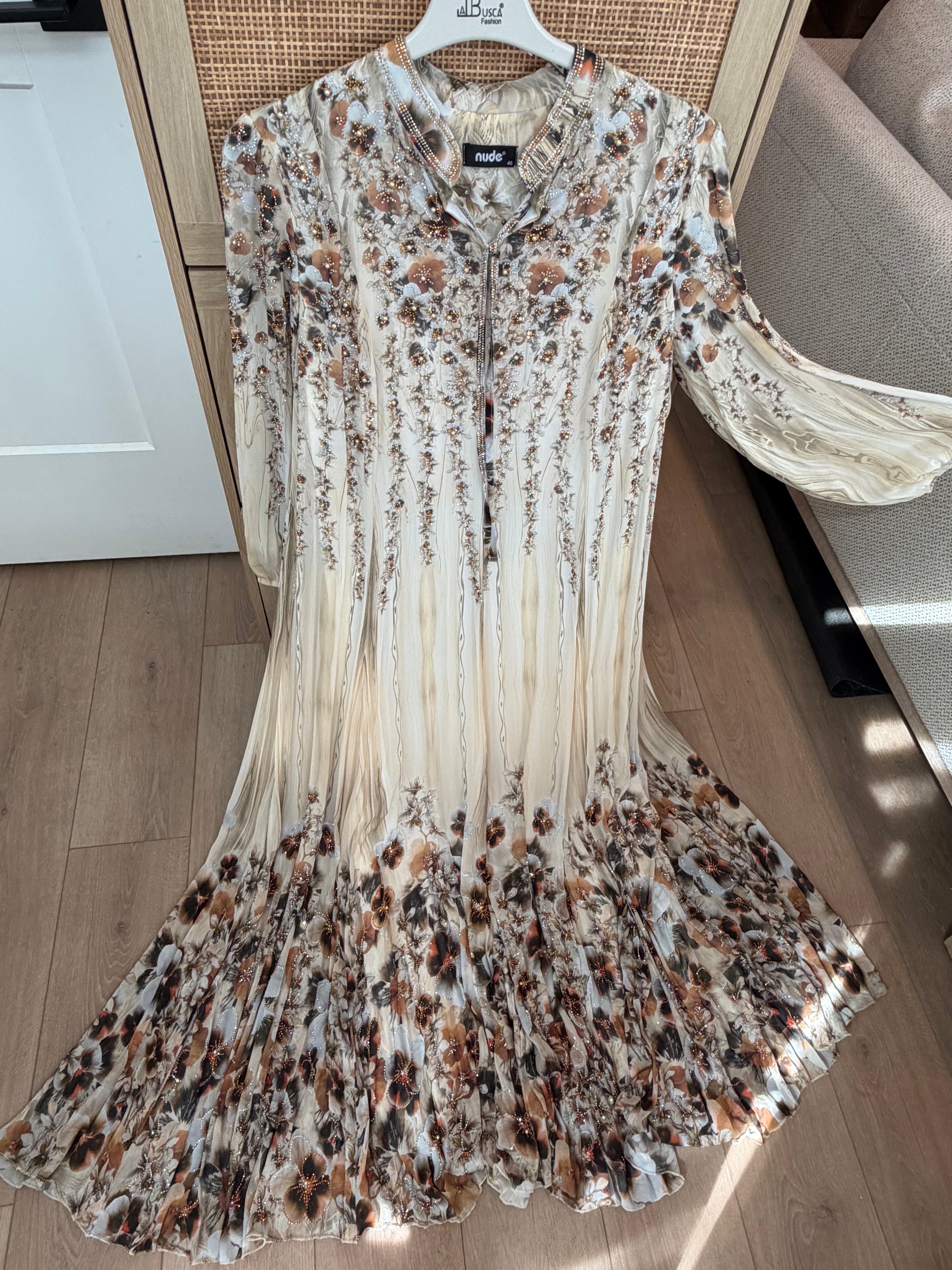 Boho Floral Patterned Long Sleeve Maxi Dress