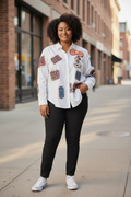 Multi-Patch Long-Sleeve Button-Down Shirt