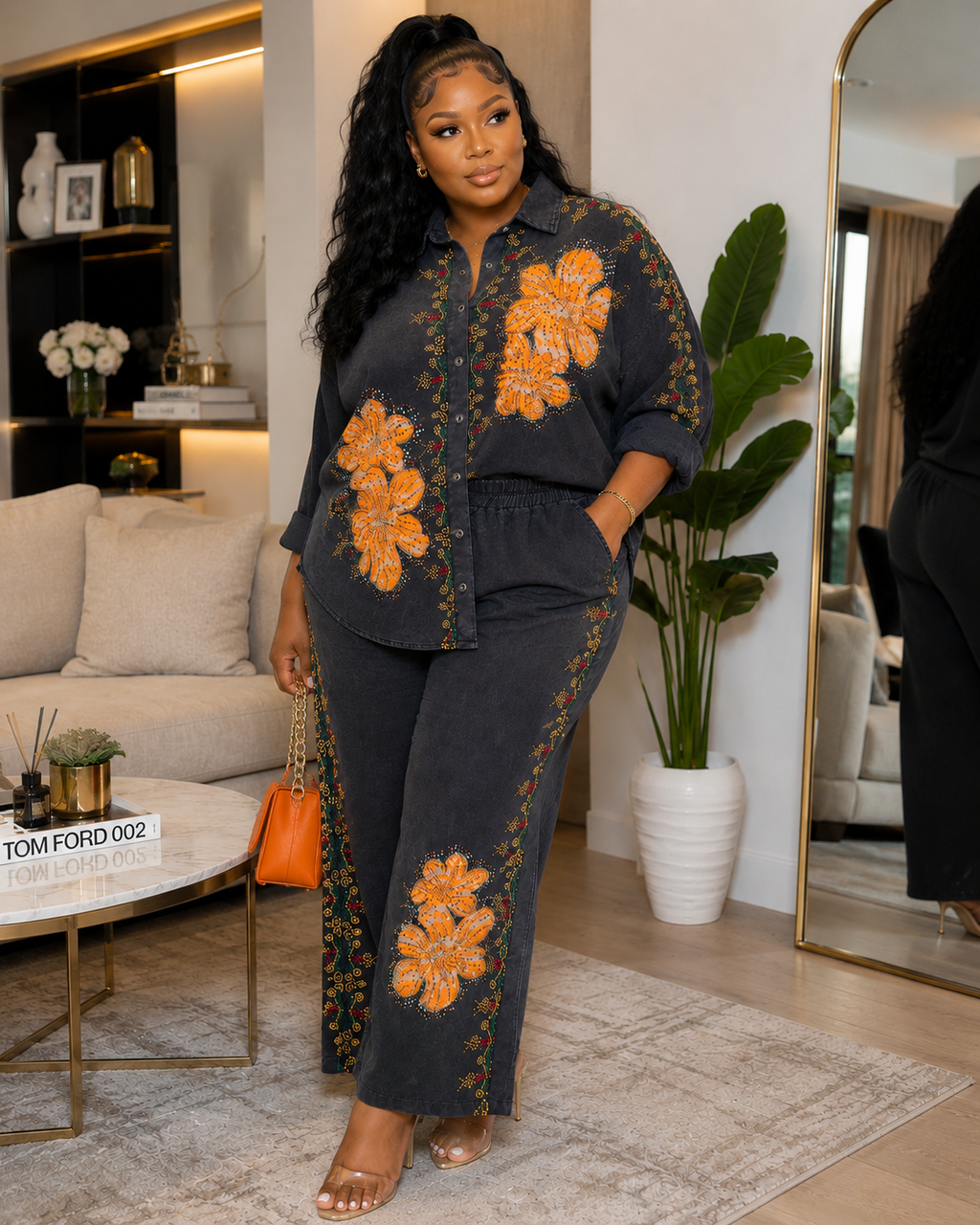 Floral Embroidered Two-Piece Co-Ord Set