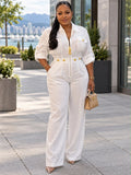 Button-Down Collared Wide-Leg Jumpsuit