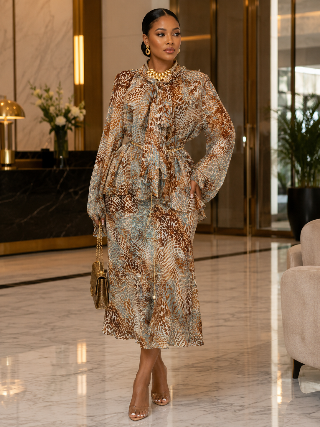 Brown mix print