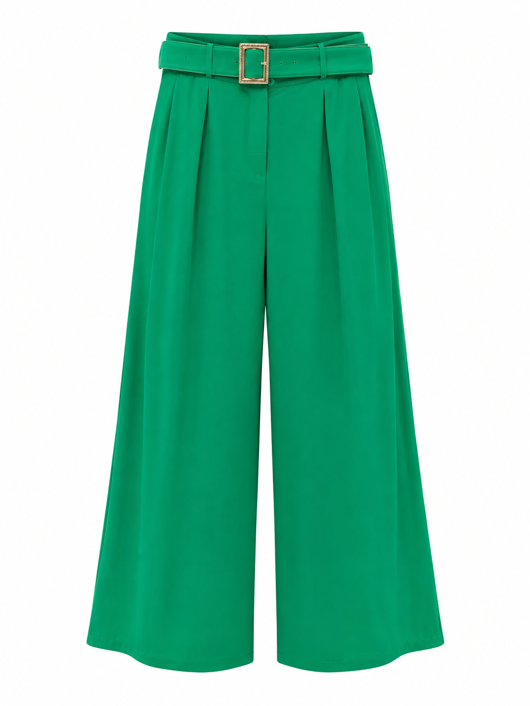 High-Waisted PlissÃ© Pleated Wide-Leg Trousers