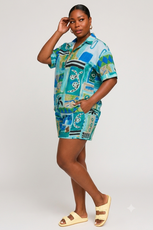 Abstract Print 2-Piece Summer Set