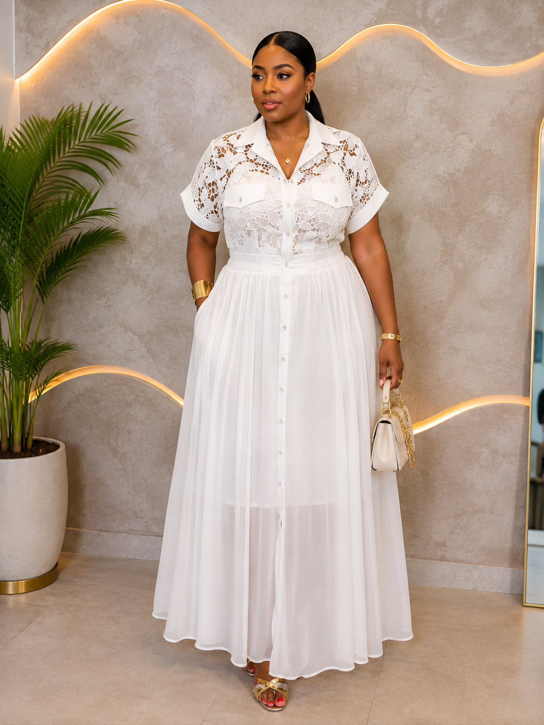 Embroidered Lace Maxi DRESS