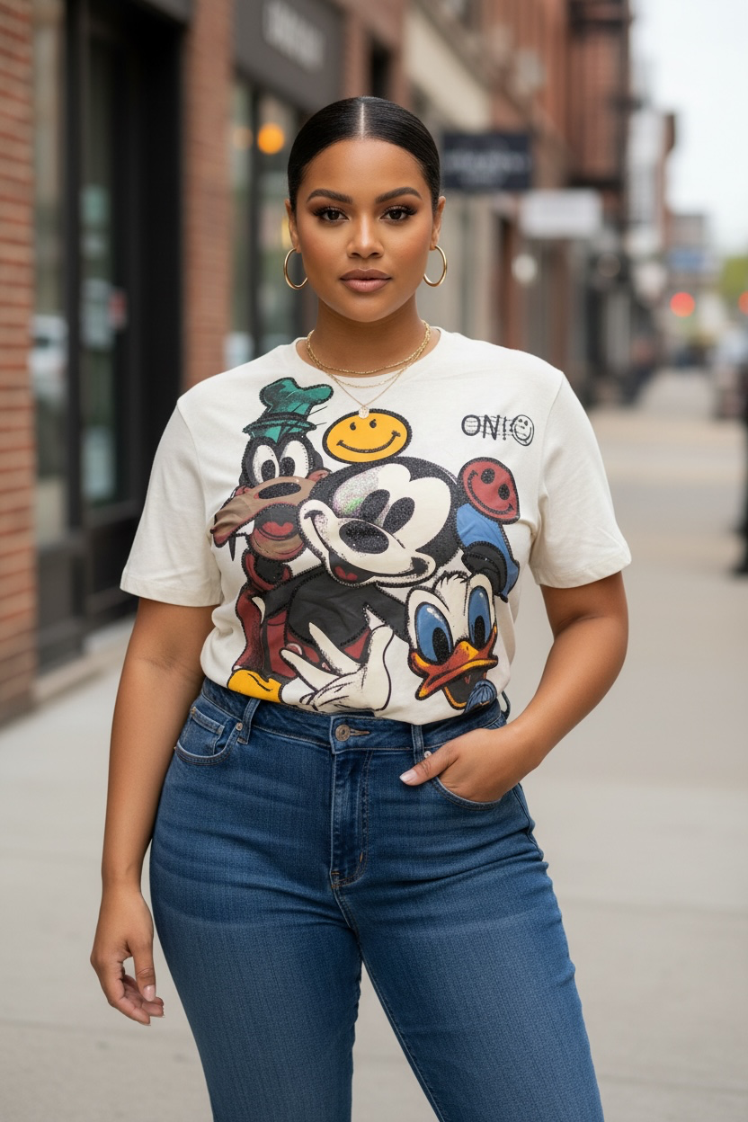Vintage Character Collage Graphic Tee