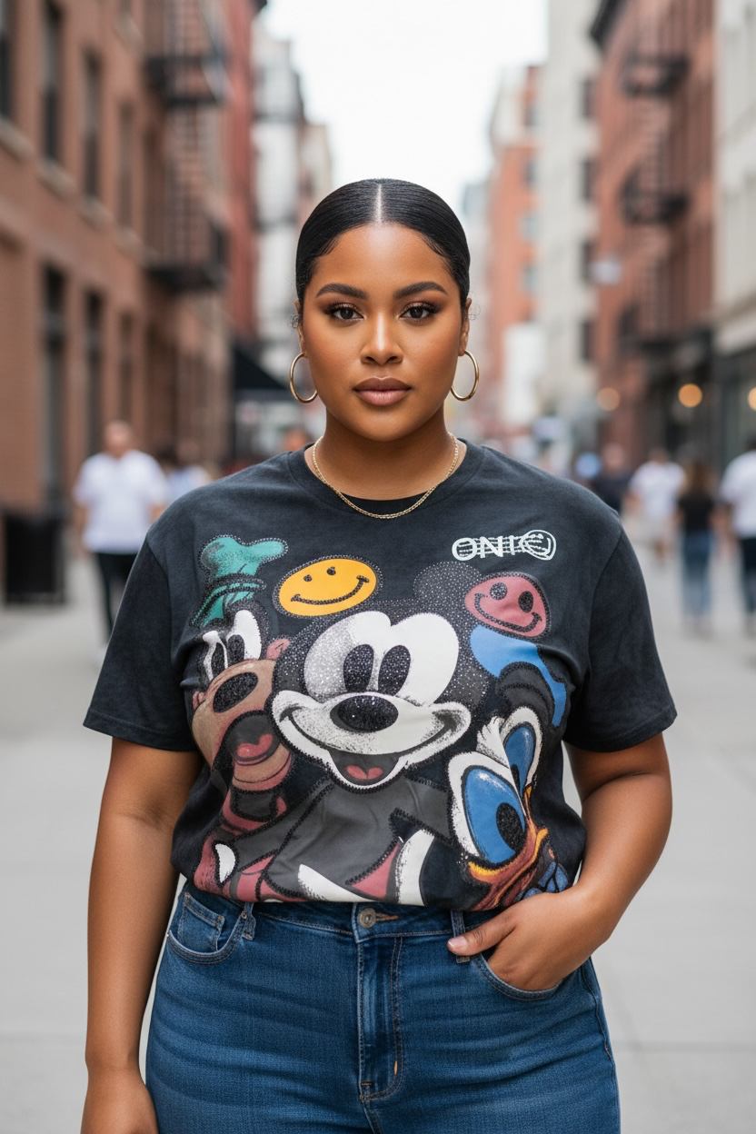Vintage Character Collage Graphic Tee