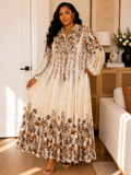 Boho Floral Patterned Long Sleeve Maxi Dress