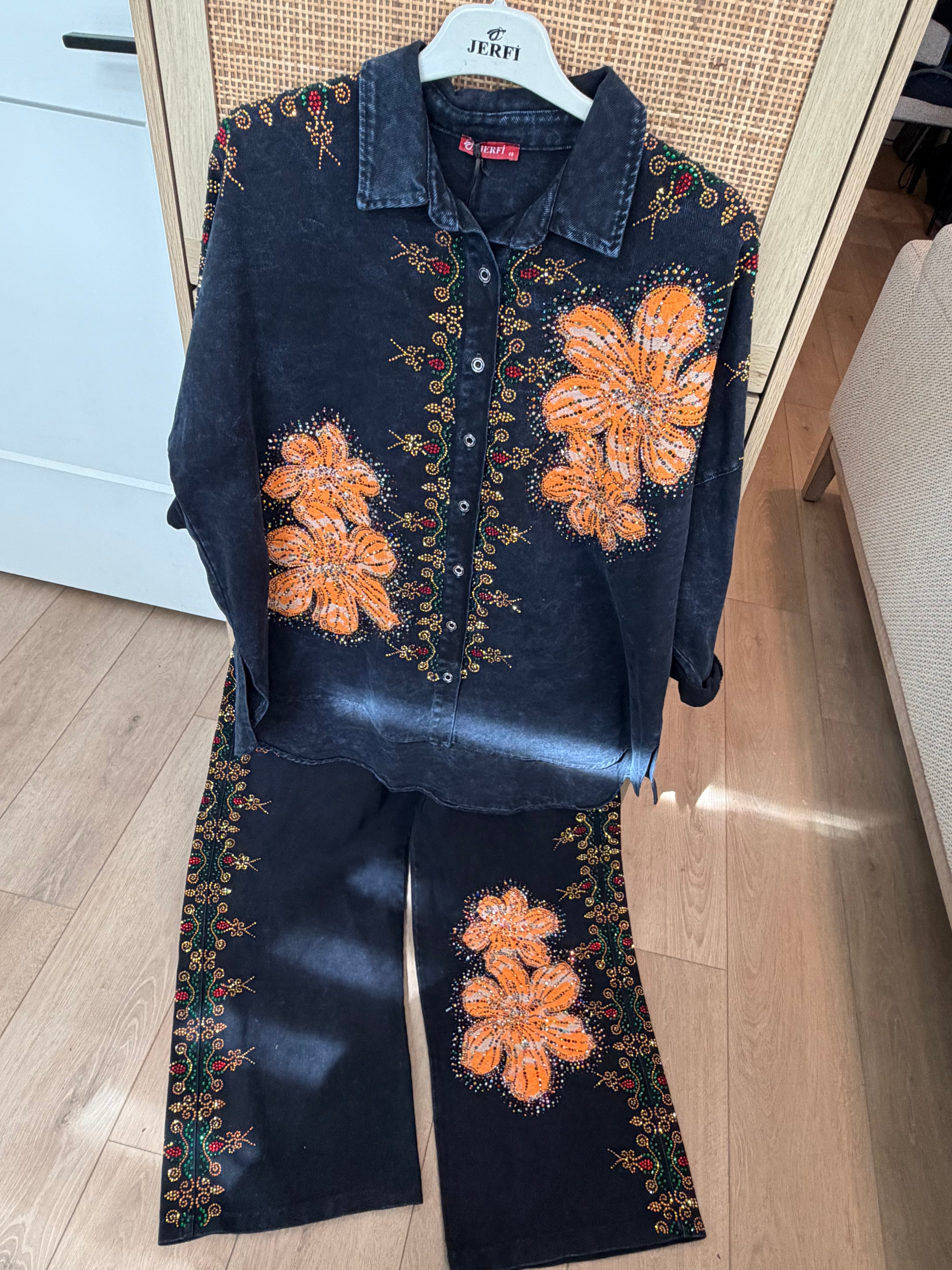 Floral Embroidered Two-Piece Co-Ord Set