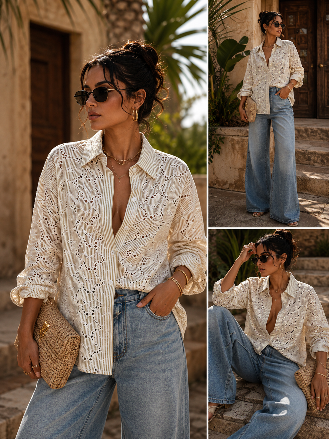 Women's Printed Button-Up Blouse