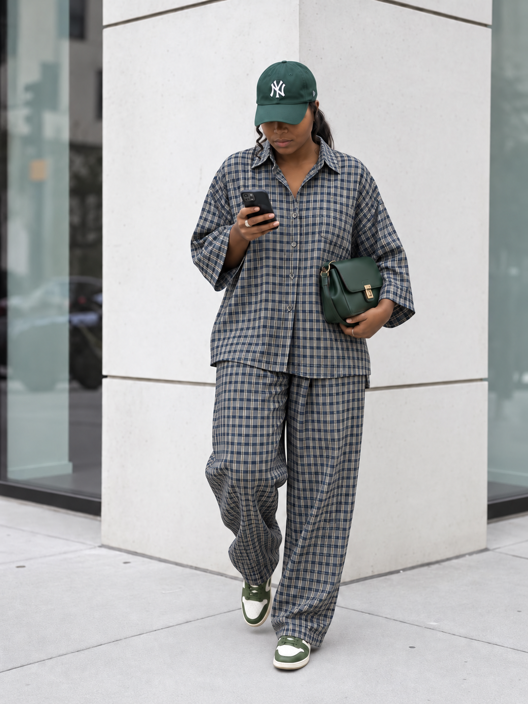 Oversized Short-Sleeve Button-Down and Wide-Leg Pants Set