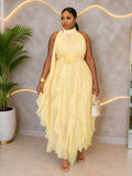 Tando Cascade Ruffle Chiffon Maxi Dress (PREORDER ONLY FOR THIS ITEM)