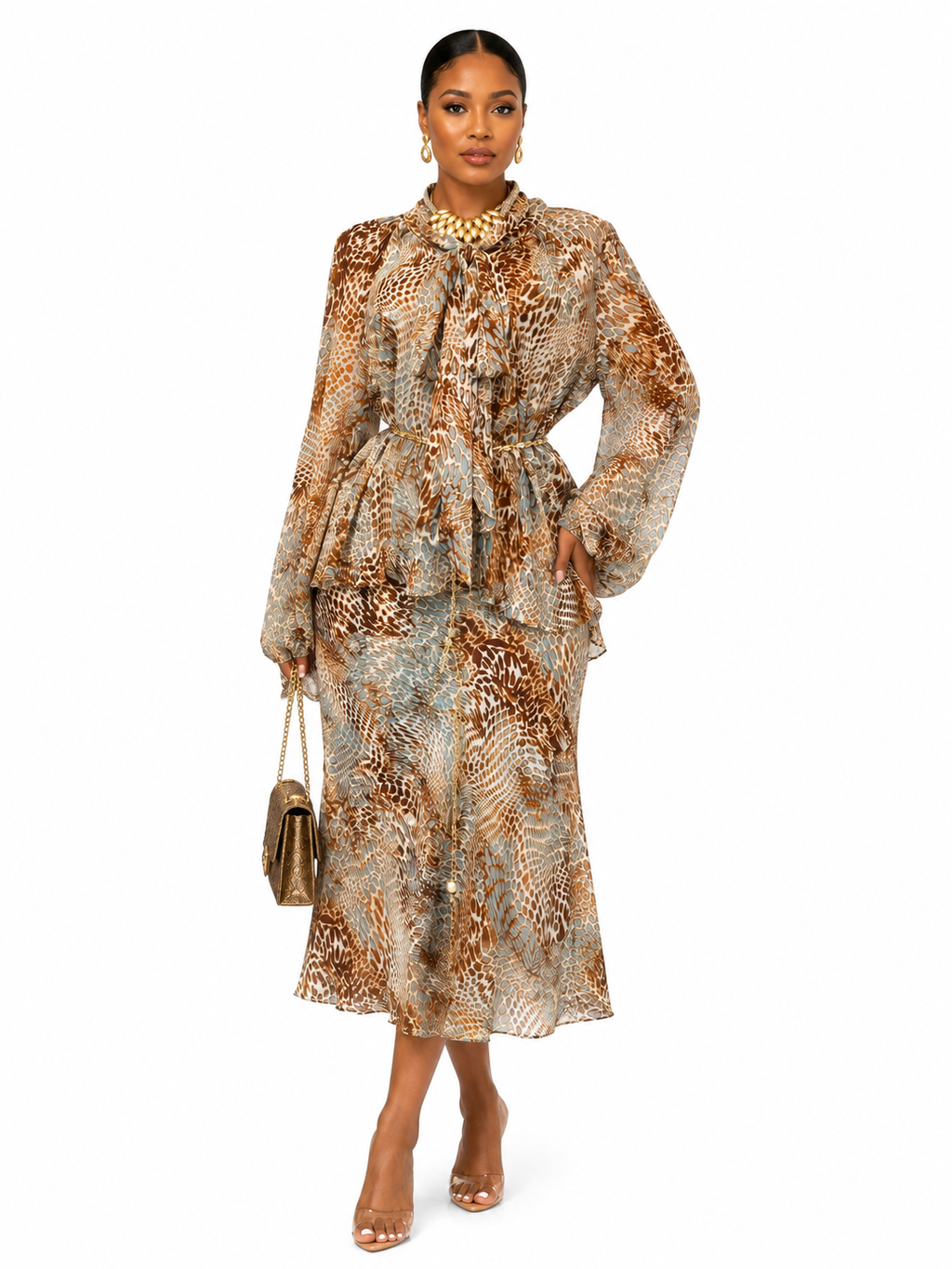 Brown mix print
