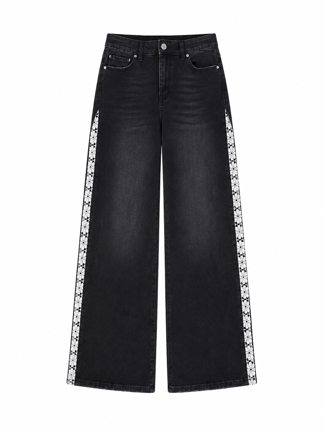 Women's High Waist Wide Leg Side Tape Pants