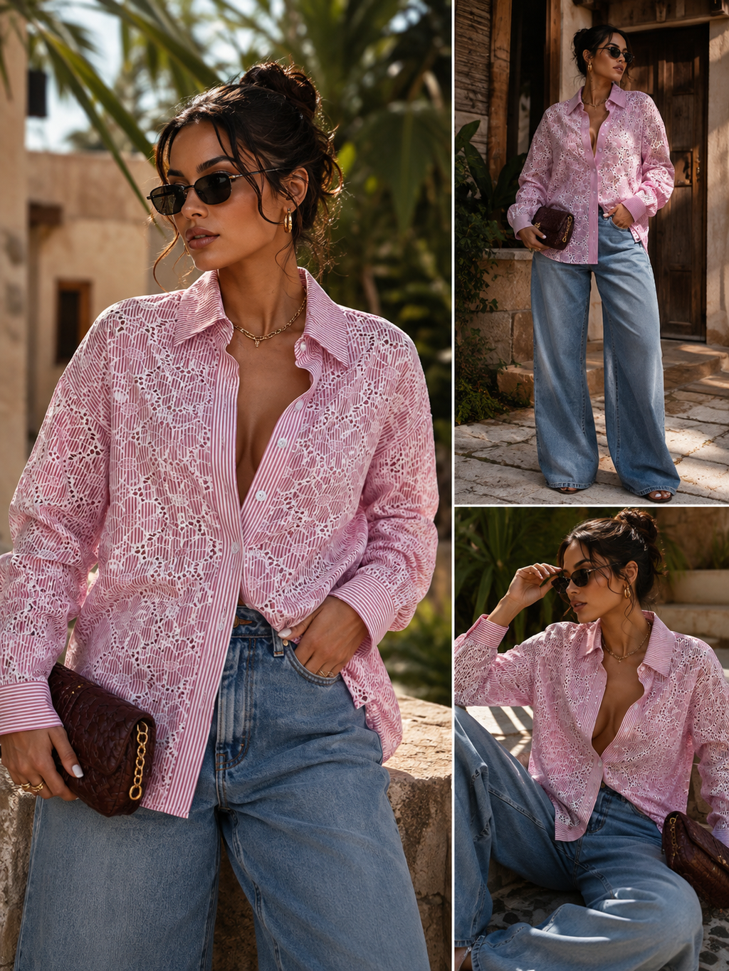 Women's Printed Button-Up Blouse