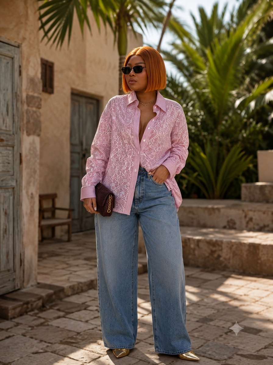 Women's Printed Button-Up Blouse