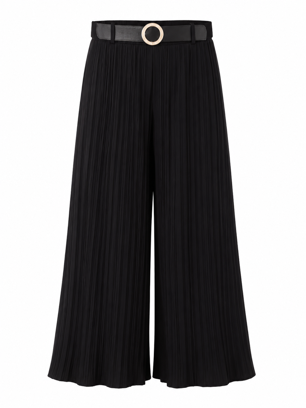 High-Waisted PlissÃ© Pleated Wide-Leg Trousers