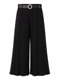 High-Waisted PlissÃ© Pleated Wide-Leg Trousers