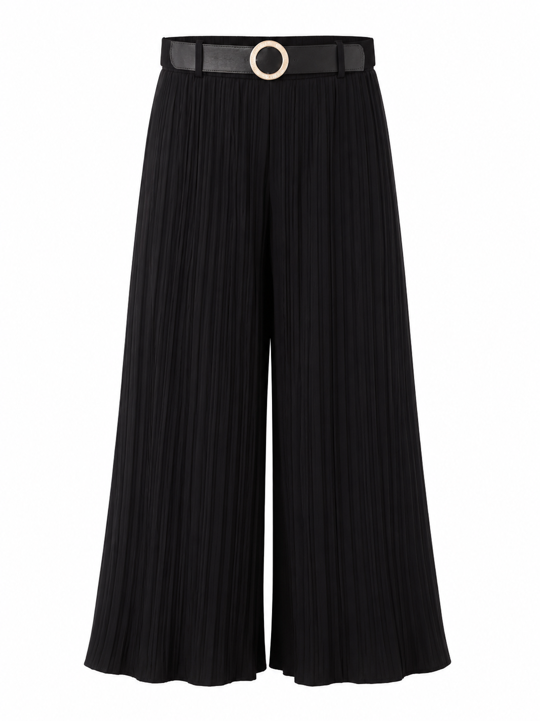 High-Waisted PlissÃ© Pleated Wide-Leg Trousers