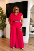 Chic Drape-Neck Wide-Leg Jumpsuit