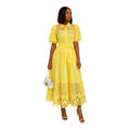 Melisa White Laser-Cut Midi Dress