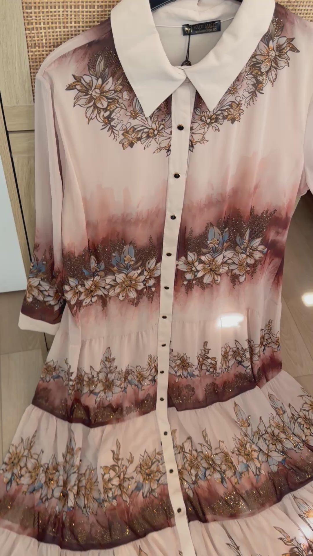 Boho Floral Print Button-Down Shirt Dress with Belt
